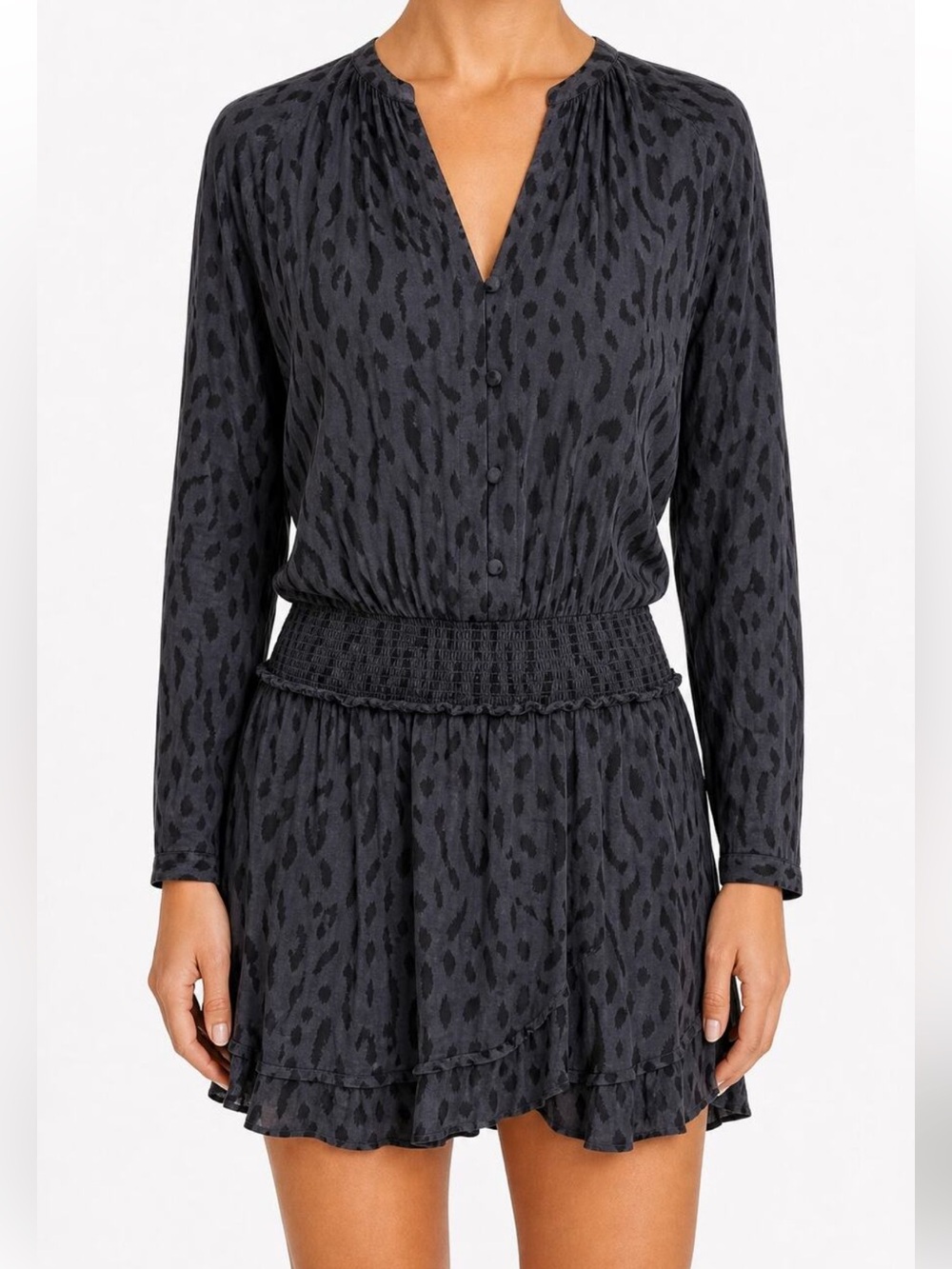 Rails Black and Navy Animal-Print Long-Sleeve Tunic